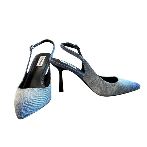 Steve Madden Denim Pointed Slingback Heels - Picture 3 of 9